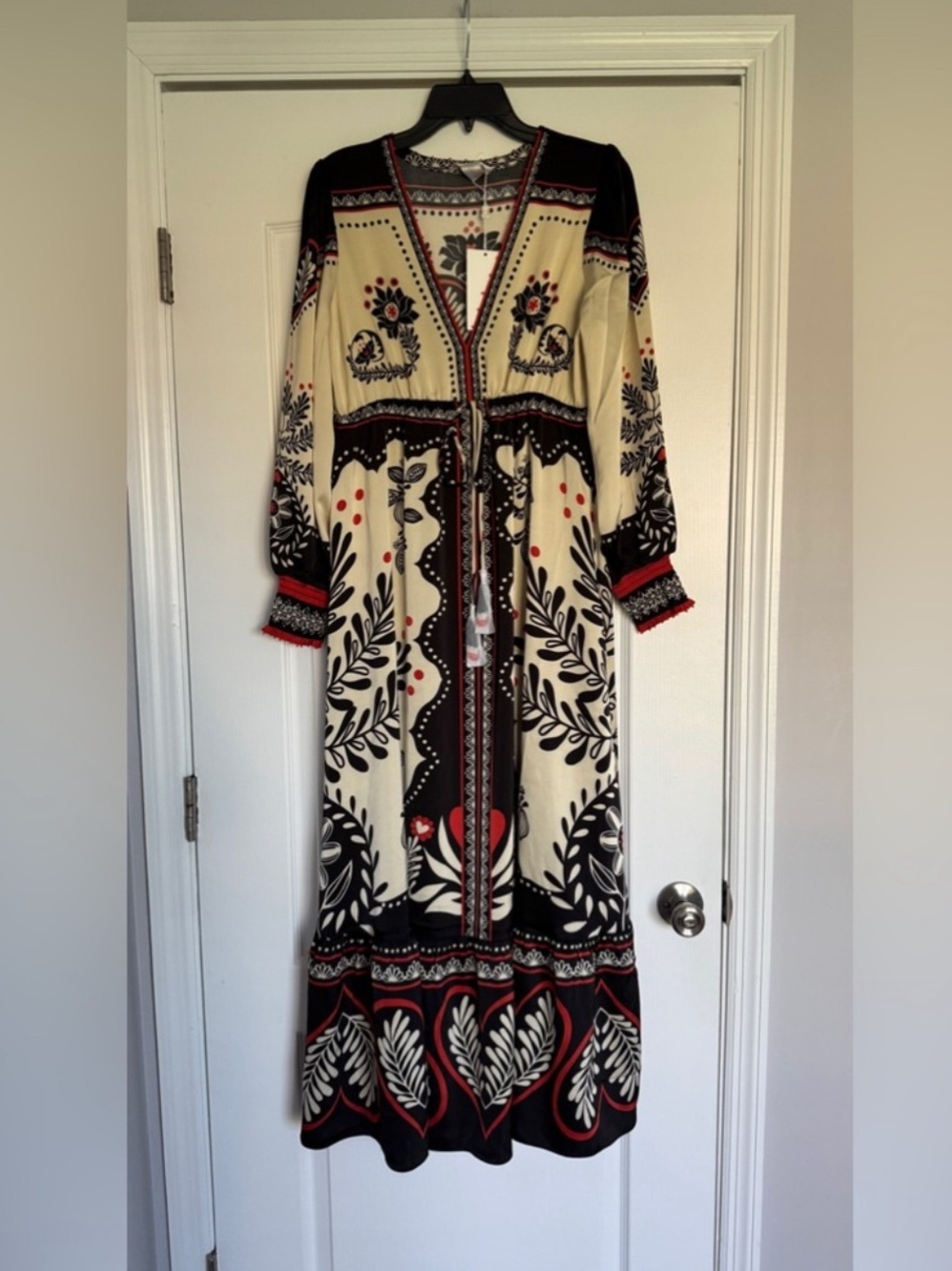 Caroline Constas satin long sleeve passion scarf maxi dress - Picture 3 of 10